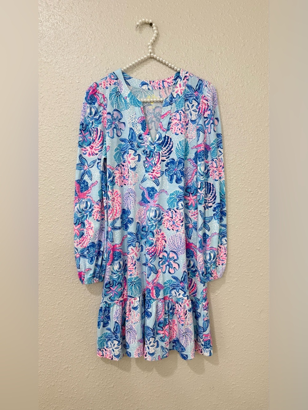 Lilly Pulitzer Alyssa Long Sleeve Dress Multi Bahamas Beachcomber Size Small